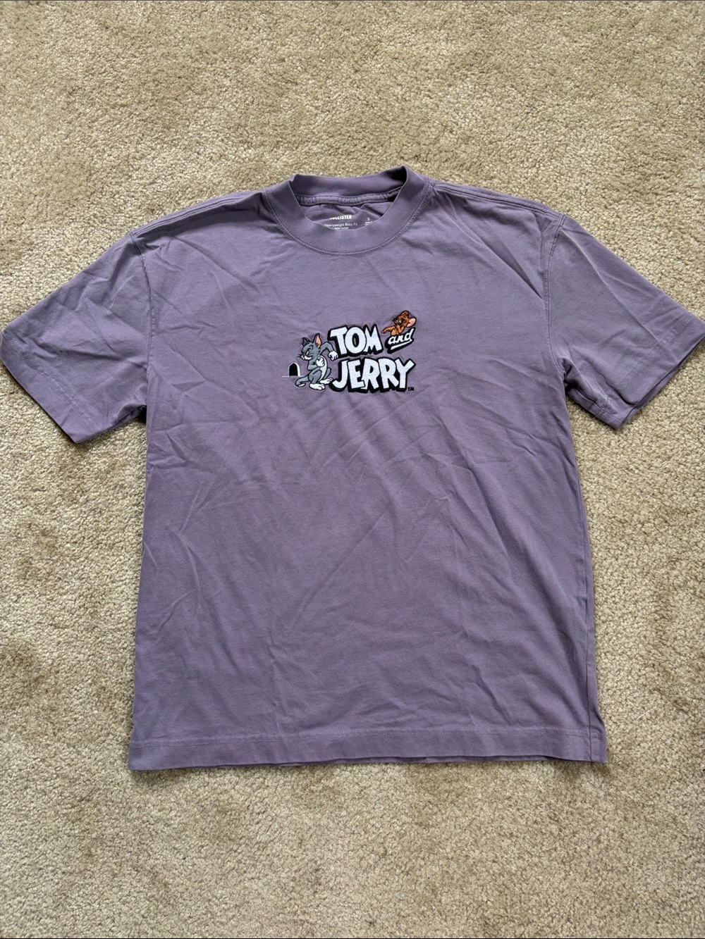 Hollister Boxy Heavyweight Tom and Jerry Graphic Tee - Lavender Purple